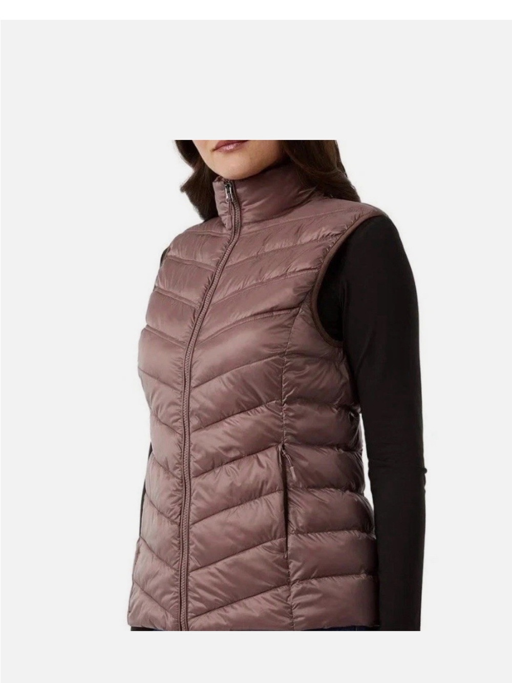 32 Degrees Women's Quilted Puffer Vest in Light Brown Taupe-Size M